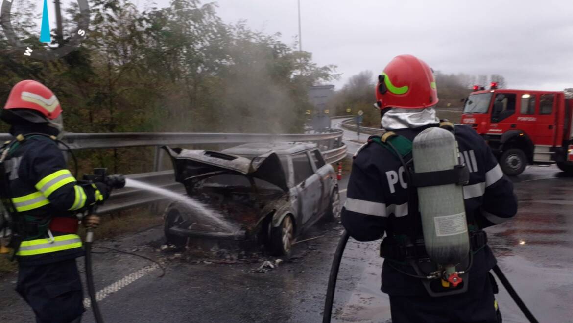 Intervenție a pompierilor pe autostrada A1