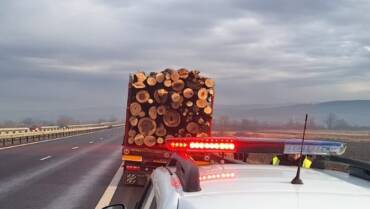 Intervenție incendiu izbucnit pe Autostrada A1, la cauciucul roții unui TIR ce transporta lemne